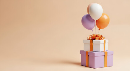 Colorful Balloons and Gift Boxes in a Festive Setting