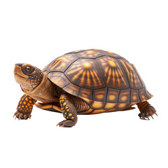 Fototapeta premium Detailed close up of a box turtle against a black background
