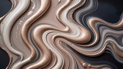Abstract Swirling Metallic Paint Texture Elegant Gold, Beige, and Gray Hues