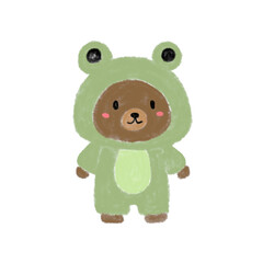 Funny cartoon bear dressed in frog costum