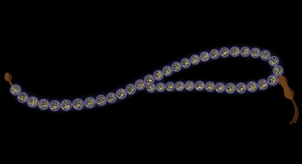 Fototapeta premium Islamic Prayer Beads with Family Activities Inside