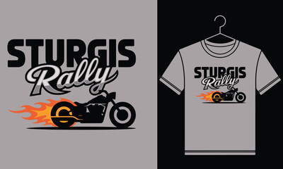 Obraz premium Sturgis Rally Motorcycle Design for T-Shirt Apparel with Flames and Bold Typography