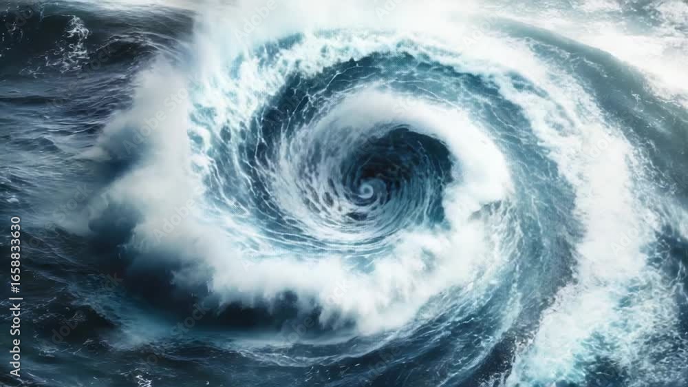 Poster a large wave crashes onto the ocean surface, creating a powerful and dynamic scene
