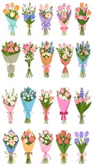 Floral bouquets in various colors