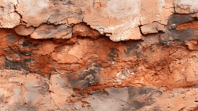 Textura de pared de barro y arcilla agrietada en primer plano