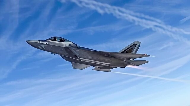 Lockheed martin f 22 raptor flying through cloudy sky