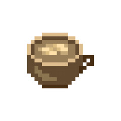 Obraz premium Cup of coffee pixel art vector illustration