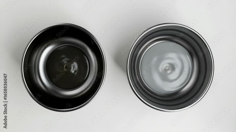 Poster a pair of bowls sitting on a table with a simple background