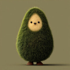 Cute Avocado Character Stock Image Furry Kawaii Green Background