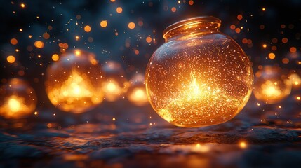 Enchanted Jar: A Fantasy Realm of Glowing Lights