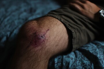 Fototapeta premium Leg injury from incident