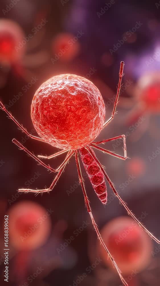 Poster animated overlay illustrating histamine release causing pulsating redness and swelling around mosqui