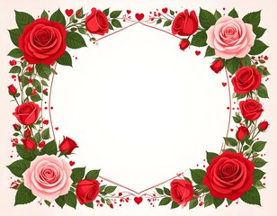 Floral frame of red and pink roses