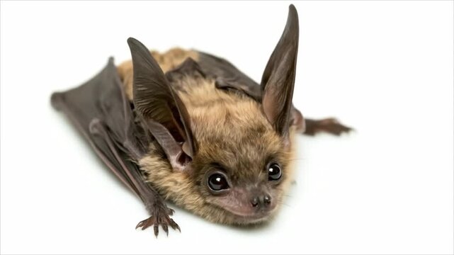 Bat isolated on white background showing its features and posture  