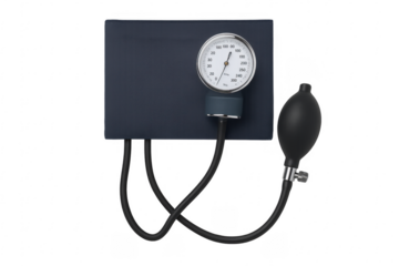 Sphygmomanometer measuring blood pressure on transparent background