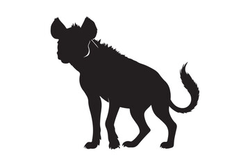 Silhouette of a hyena standing on a white background