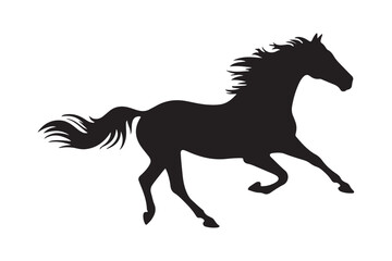Majestic black horse silhouette galloping freely