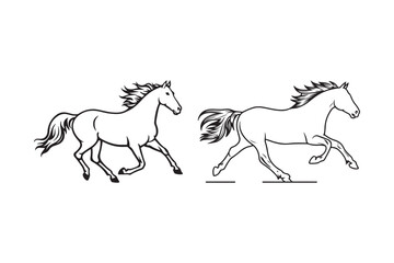Two horses running freely in a stylized line drawing