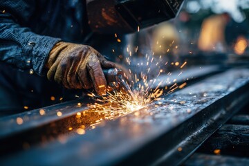 Person joining metal for a customer