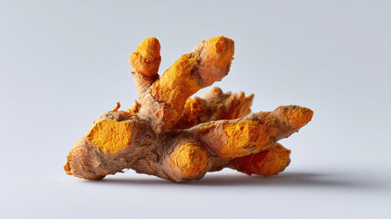Vibrant turmeric rhizome, isolated.  Symbol of health, spice, and wellness.  Perfect for food, nutrition, and medicine content. Bright, clean, and modern look.