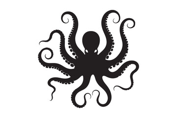Silhouette of an octopus with many tentacles