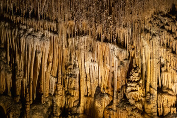 Majestic stalactites and stalagmites in ancient cave formation