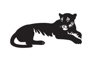 Stylized black panther silhouette resting