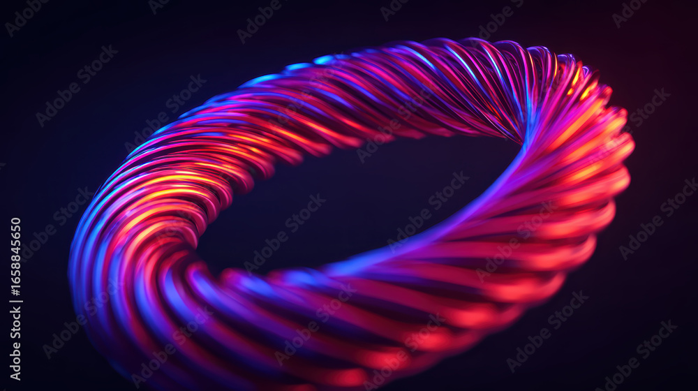 Aufkleber a vibrant, twisting 3d shape with a colorful gradient, showcasing a mesmerizing interplay of light a