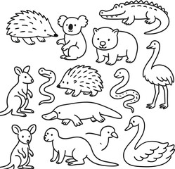 Obraz premium Animel set single black Line Icon vector design outline