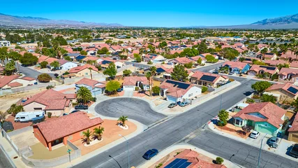 Fototapeten Las Vegas Aerial Residential Neighborhood With Red Roof Homes And Solar Panels Las Vegas  © Nicholas J. Klein