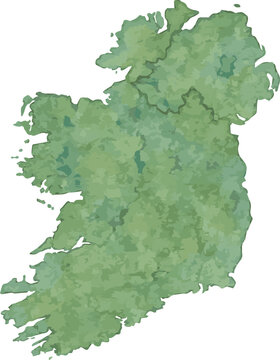 Watercolor vector illustration of a map of Ireland