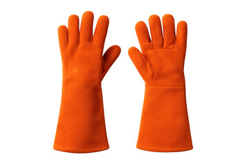 Protective orange gloves preventing hand injuries on transparent background