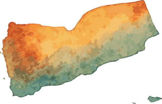 Watercolor vector illustration of a map of yemen
