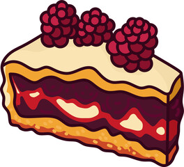 Raspberry Cheesecake Slice Illustration