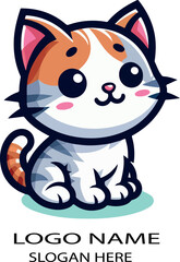 Kitten Cat cartoon logo icon vector white background .