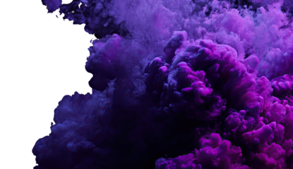 Abstract cloud of vibrant purple and violet ink in motion