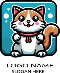  Cat cartoon logo icon vector white background .