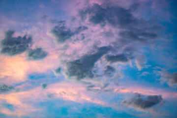 colorful sunset clouds in a blue sky
