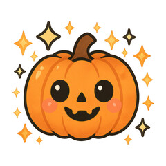 Fototapeta premium PNG Cute pumpkin with sparkling stars.