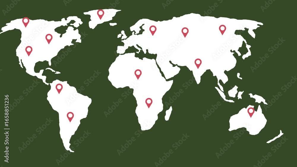 Poster g p s map navigation icon animation. world globe map pin location animation, world map pin pointer l