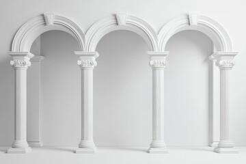 Naklejka premium colonnade arch classical architecture 3d rendering white 