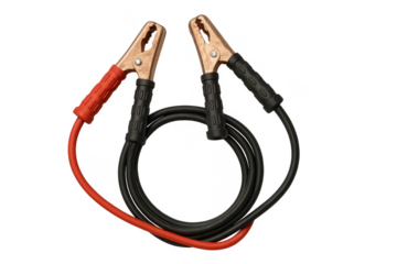 Jumper cables forming circle on transparent background