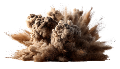 Exploding earth, a colossal burst of brown dust