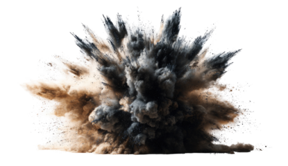 Explosion of light brown and dark gray dust