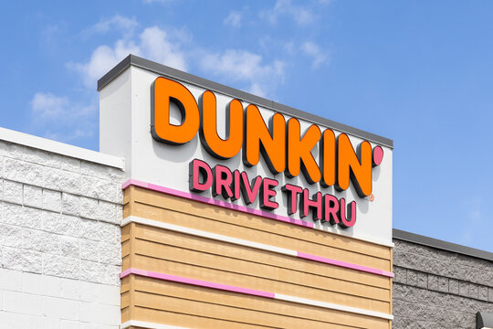 Tinley Park, IL, USA - August 20, 2025: Dunkin' is a multinational coffee store chain offering, coffee, bagels, sandwiches, donuts, and ice cream through Baskin Robbins.