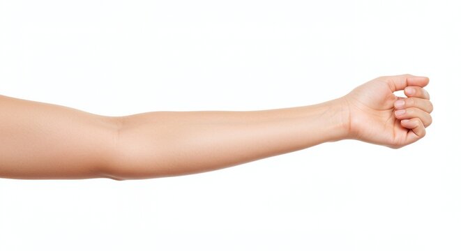 An arm tan outstretched from the lower left towards the upper right with hand loosely fisted