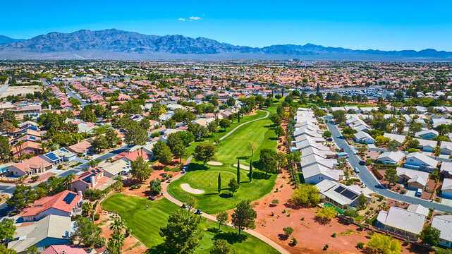 Aerial Golf Course Residential Neighborhood Las Vegas Mountain View