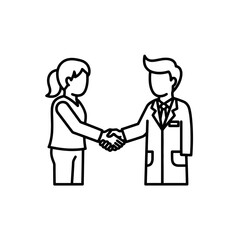Public Health Professionals Shaking Hands in Vector Icon Style  