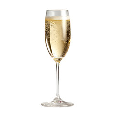Champagne flute filled with bubbly golden liquid, showcasing effervescence
