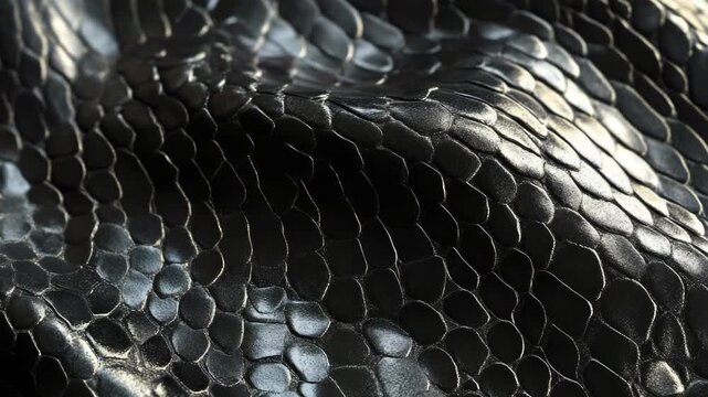Close-up view of python skin on a stylish women's handbag, showcasing the intricate scales and luxurious texture.